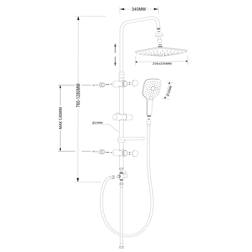 Aqualine - Komplet za tuš KERA, sijajni krom