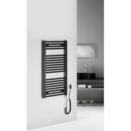 Aqualine - Kopalniški električni radiator DIRECT-E 300W/230V 96 cm mat črna ravna