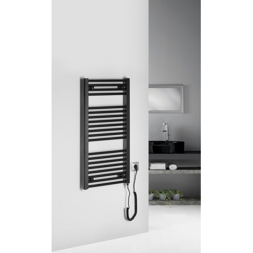 Aqualine - Kopalniški električni radiator DIRECT-E 300W/230V 96 cm mat črna ravna