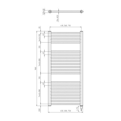 Aqualine - Kopalniški električni radiator DIRECT-E 300W/230V 96 cm mat črna ravna
