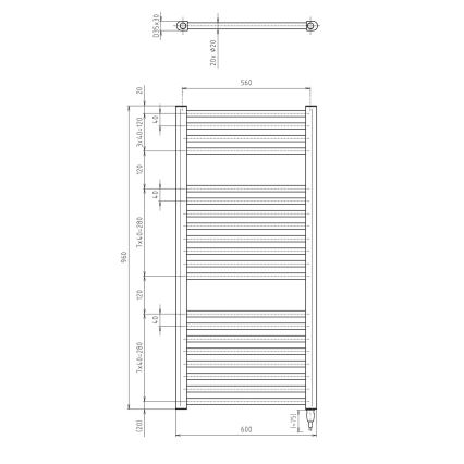 Aqualine - Kopalniški električni radiator DIRECT-E 400W/230V 96 cm bela ravna