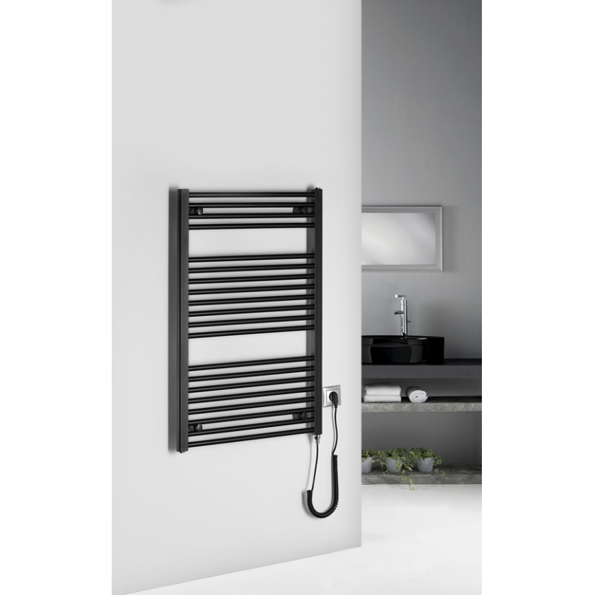Aqualine - Kopalniški električni radiator DIRECT-E 400W/230V 96 cm mat črna ravna