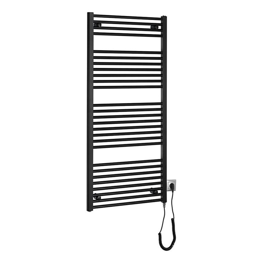 Aqualine - Kopalniški električni radiator DIRECT-E 600W/230V 132 cm mat črna ravna