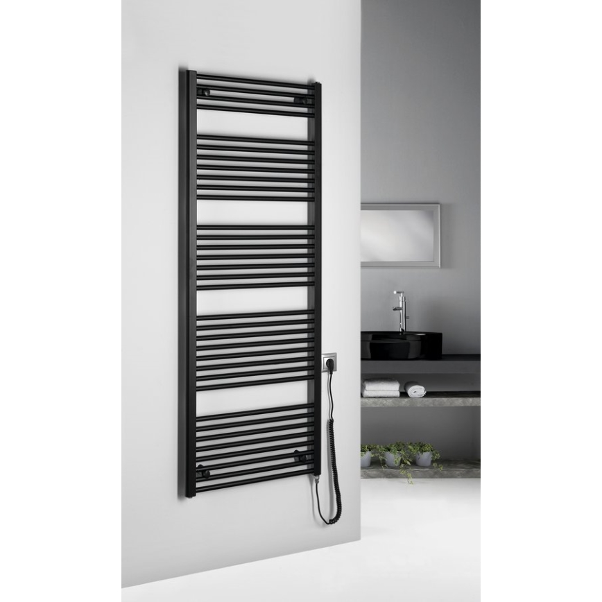 Aqualine - Kopalniški električni radiator DIRECT-E 800W 168x60 cm mat črna