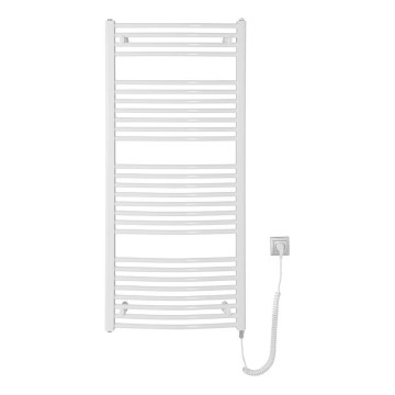 Aqualine - Kopalniški električni radiator ORBIT-E 600W 132x60 cm bel okrogel