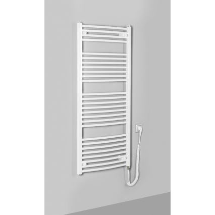 Aqualine - Kopalniški električni radiator ORBIT-E 600W/230V 132 cm bela okrogla