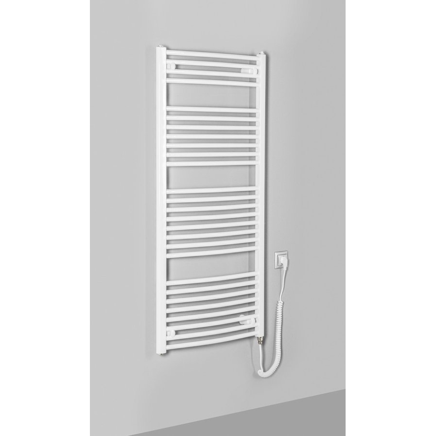 Aqualine - Kopalniški električni radiator ORBIT-E 600W/230V 132 cm bela okrogla