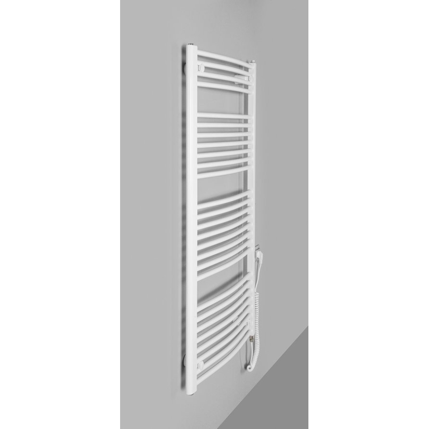Aqualine - Kopalniški električni radiator ORBIT-E 600W/230V 132 cm bela okrogla