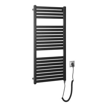 Aqualine - Kopalniški električni radiator TONDI-E, 300 W, 97 x 45 cm, mat črna