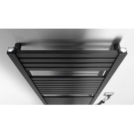 Aqualine - Kopalniški električni radiator TONDI-E, 300 W, 97 x 45 cm, mat črna