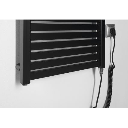 Aqualine - Kopalniški električni radiator TONDI-E, 300 W, 97 x 45 cm, mat črna