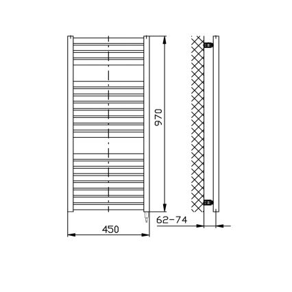 Aqualine - Kopalniški električni radiator TONDI-E, 300 W, 97 x 45 cm, mat črna