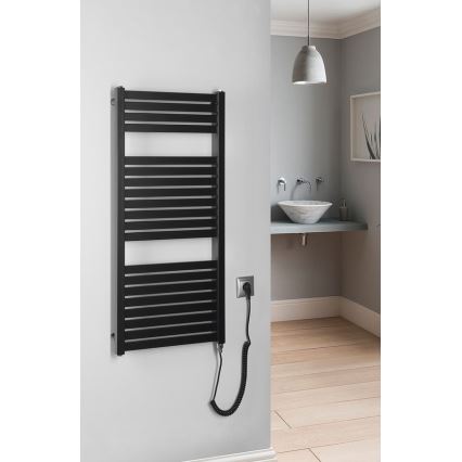 Aqualine - Kopalniški električni radiator TONDI-E 300W/230V 97 cm mat črna ravna