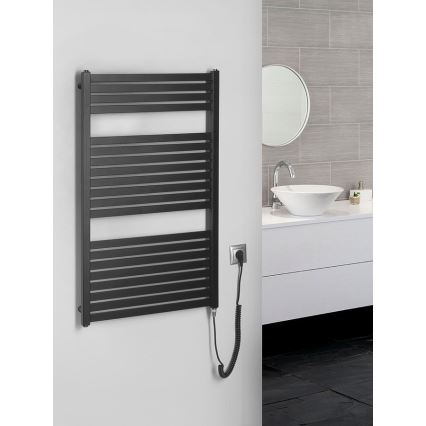 Aqualine - Kopalniški električni radiator TONDI-E 400W/230V 97 cm mat črna ravna