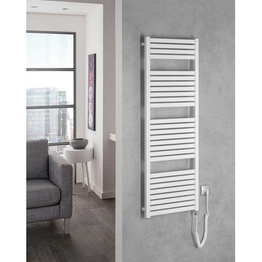 Aqualine - Kopalniški električni radiator TONDI-E 500W/230V 133 cm bela ravna