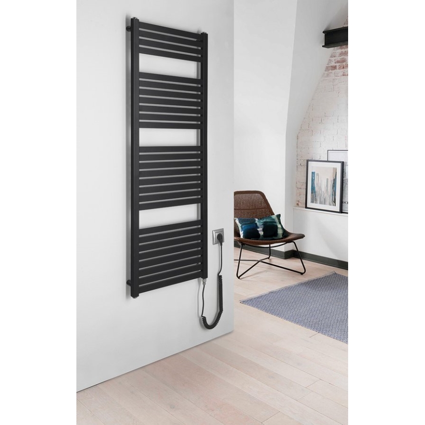 Aqualine - Kopalniški električni radiator TONDI-E 500W/230V 133 cm mat črna ravna