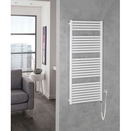 Aqualine - Kopalniški električni radiator TONDI-E 600 W 133 x 60 cm bela