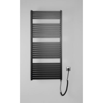 Aqualine - Kopalniški električni radiator TONDI-E 600W 133x60 cm v matni črni barvi