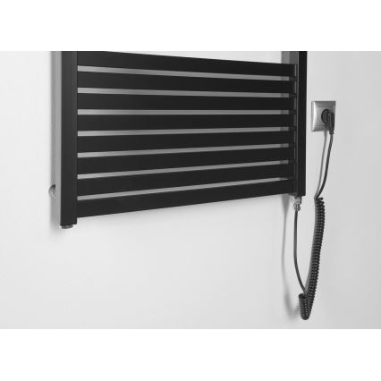 Aqualine - Kopalniški električni radiator TONDI-E 600W 133x60 cm v matni črni barvi