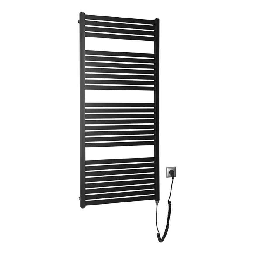 Aqualine - Kopalniški električni radiator TONDI-E 600W/230V 133 cm mat črna ravna
