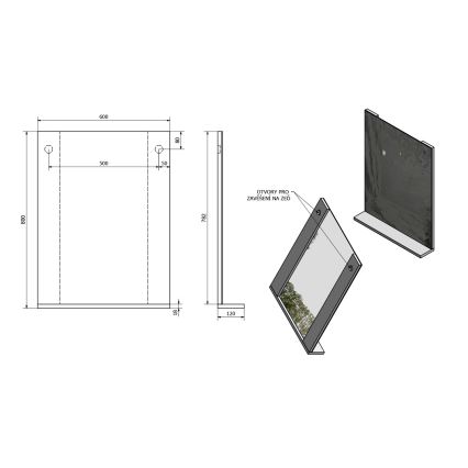 Aqualine - Ogledalo BETA 60x80 cm, belo