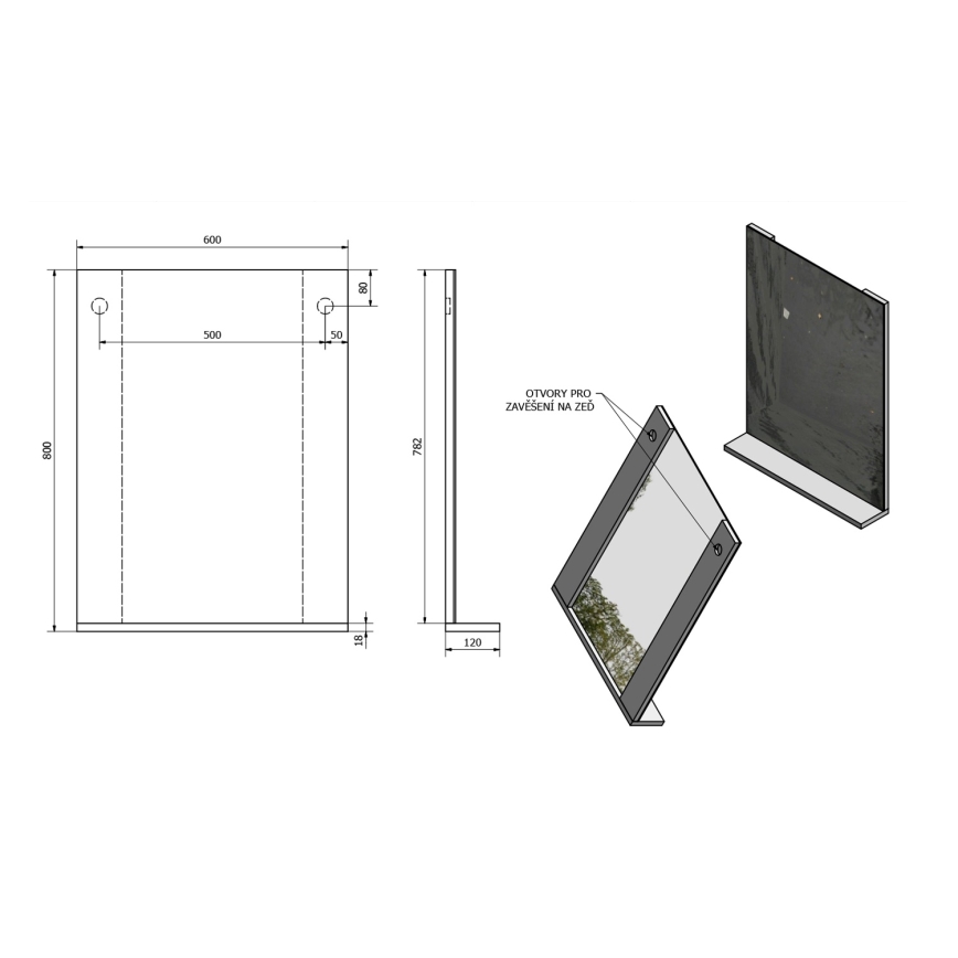 Aqualine - Ogledalo BETA 60x80 cm, belo