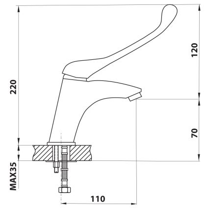 Aqualine - Pipa za umivalnik KASIOPEA 22 cm sijajni krom