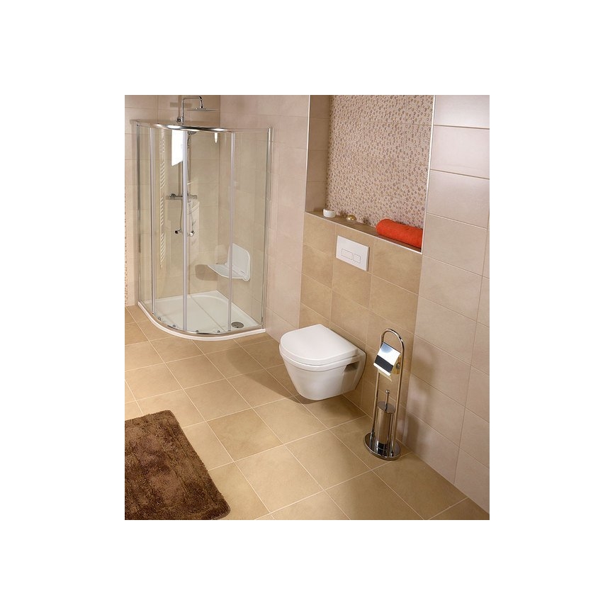 Aqualine - Samostoječa WC-krtača z držalom za toaletni papir SAMBA 80x22 cm sijajni krom