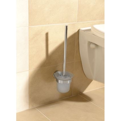 Aqualine - Stenska WC ščetka SAMBA mlečna steklo/sijajni krom