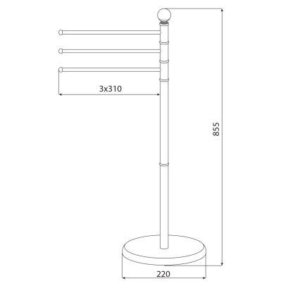 Aqualine - Stojalo z obešalnikom za brisače SAMBA 85,5 cm nerjaveče jeklo/sijajni krom