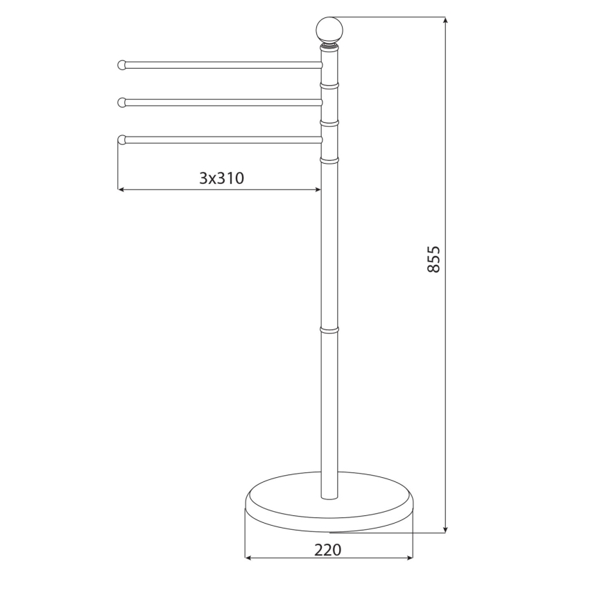 Aqualine - Stojalo z obešalnikom za brisače SAMBA 85,5 cm nerjaveče jeklo/sijajni krom