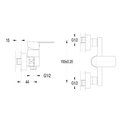 Aqualine - Tušna baterija DAPHNE, sijajni krom