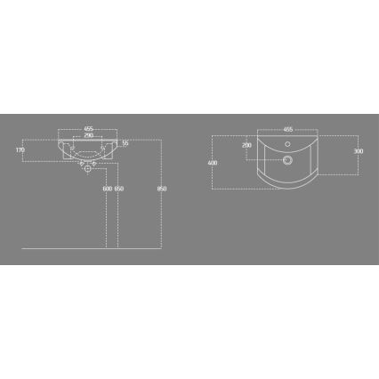 Aqualine - Vgradni umivalnik ZERO 45,5x40 cm keramika/bela