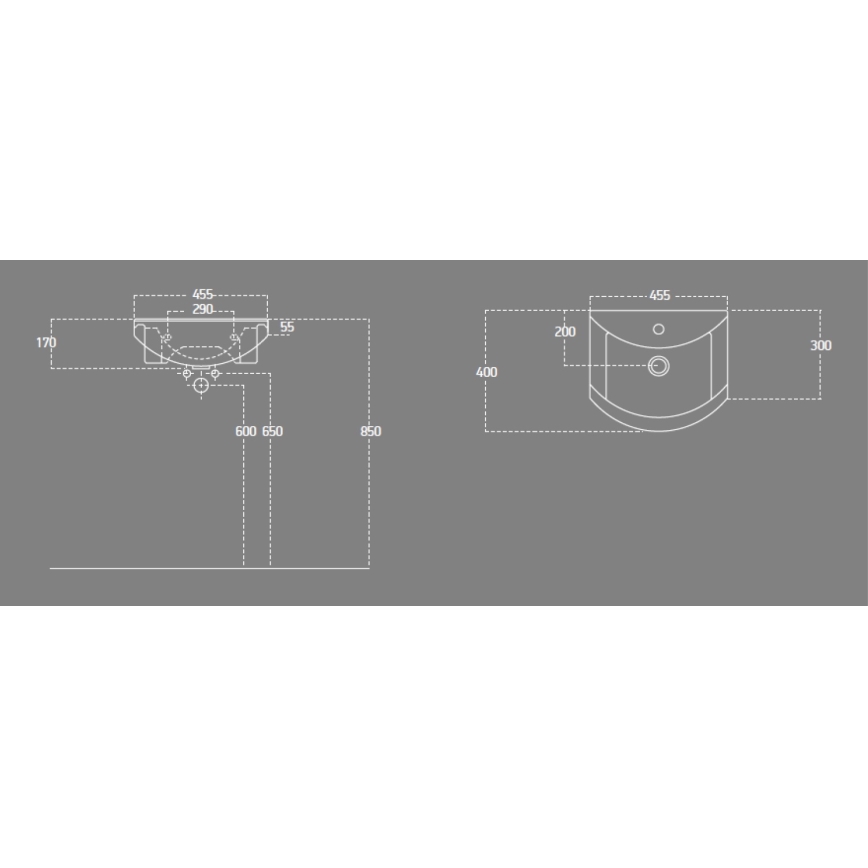 Aqualine - Vgradni umivalnik ZERO 45,5x40 cm keramika/bela