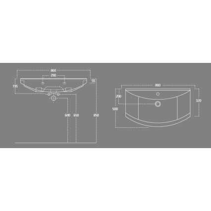 Aqualine - Vgradni umivalnik ZERO 86x50 cm keramika/bela