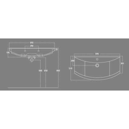 Aqualine - Vgradni umivalnik ZERO 97x51 cm keramika/bela