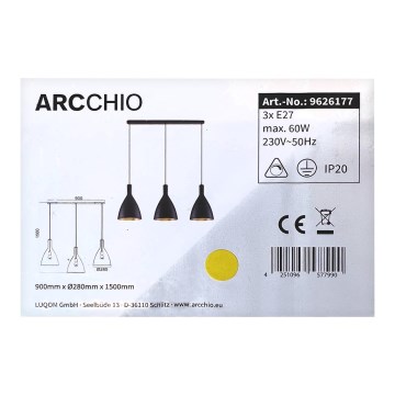 Arcchio - Lestenec na vrvici ARTHURIA 3xE27/60W/230V