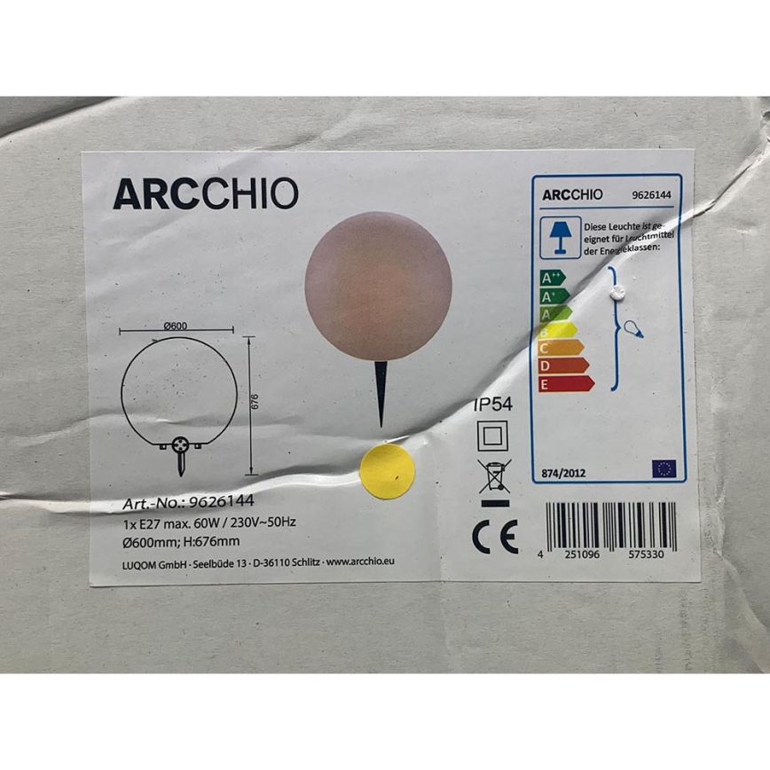 Arcchio - Zunanja svetilka SENADIN 1xE27/60W/230V 60 cm IP54