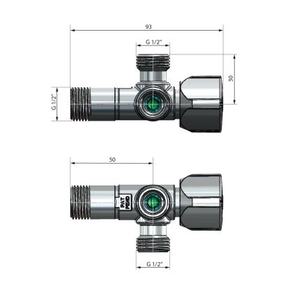 Arco - Kotni kombiniran ventil ARCO sijajen krom