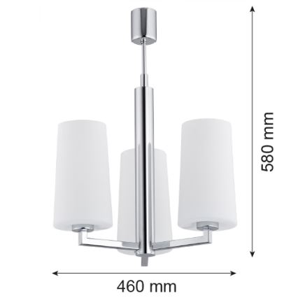 Argon 1224 - Lestenec na drogu CAMELOT 3xE27/15W/230V krom