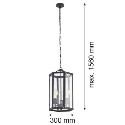 Argon 1253 - Lestenec na verigi BODRUM 3xE27/15W/230V črna