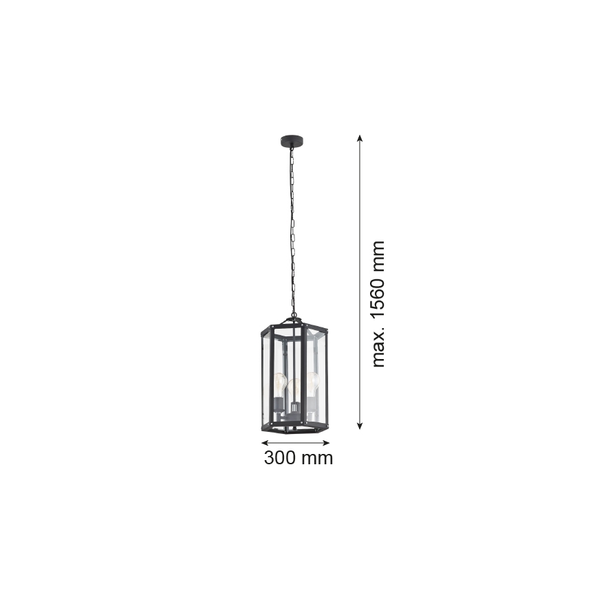 Argon 1253 - Lestenec na verigi BODRUM 3xE27/15W/230V črna