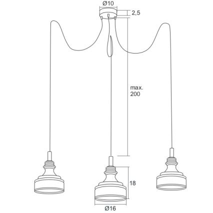 Argon 1354 - LED Lestenec na vrvici TULUZA 3xLED/5W/230V