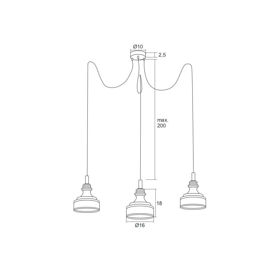 Argon 1354 - LED Lestenec na vrvici TULUZA 3xLED/5W/230V