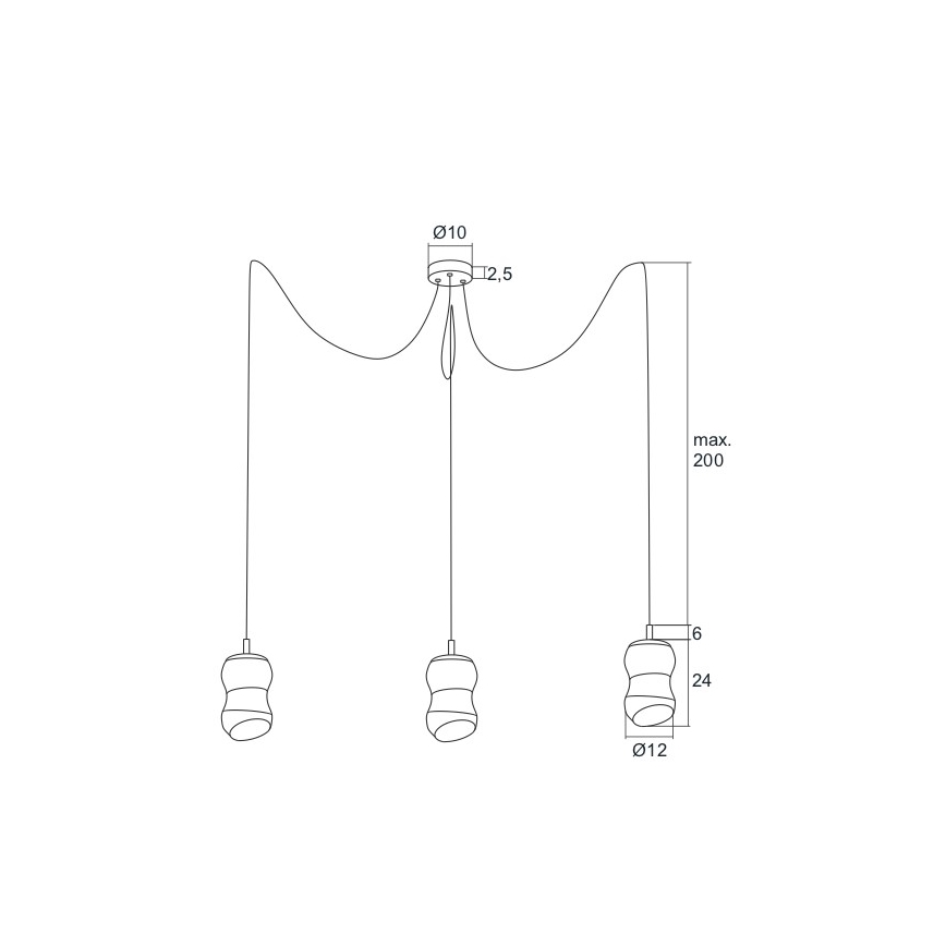 Argon 1357 - LED Lestenec na vrvici GARDA 3xLED/5W/230V