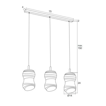 Argon 1366 - LED Lestenec na vrvici COMO 3xLED/5W/230V