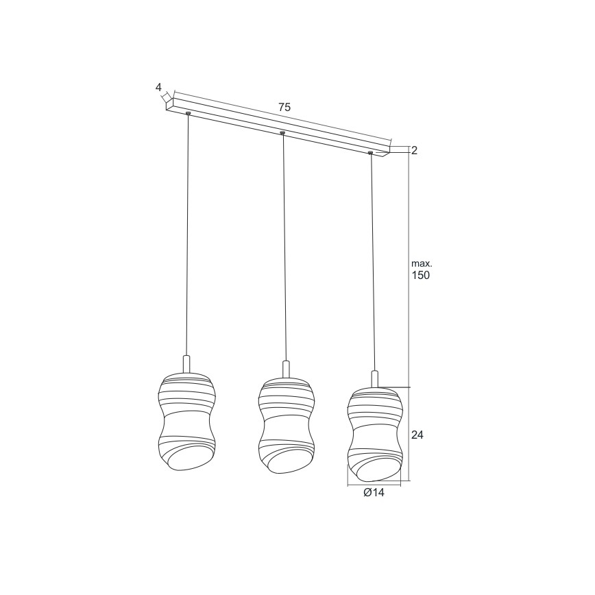 Argon 1366 - LED Lestenec na vrvici COMO 3xLED/5W/230V