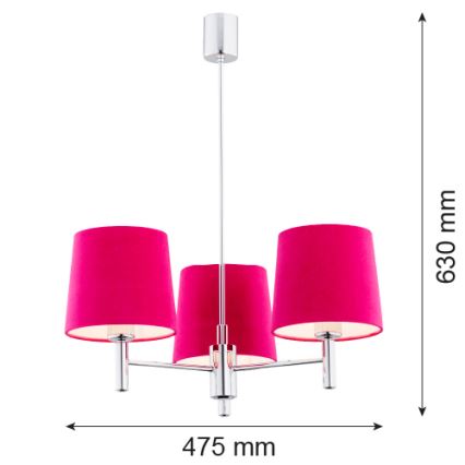 Argon 1382 - Lestenec na drogu BOLZANO 3xE27/15W/230V roza/krom