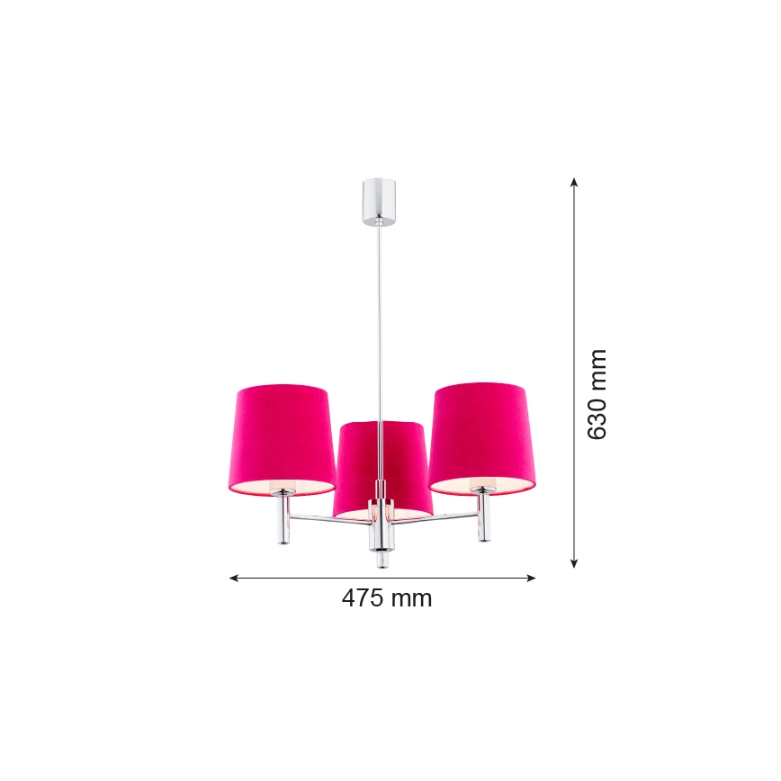 Argon 1382 - Lestenec na drogu BOLZANO 3xE27/15W/230V roza/krom
