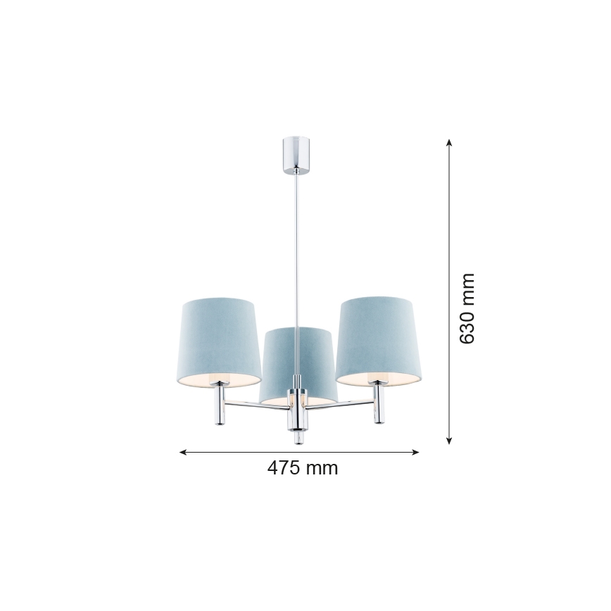 Argon 1383 - Lestenec na drogu BOLZANO 3xE27/15W/230V modra/krom